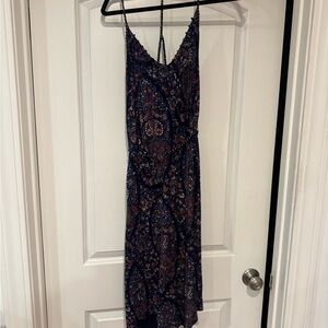 Lucky Brand Navy and Red Paisley High Low Dress